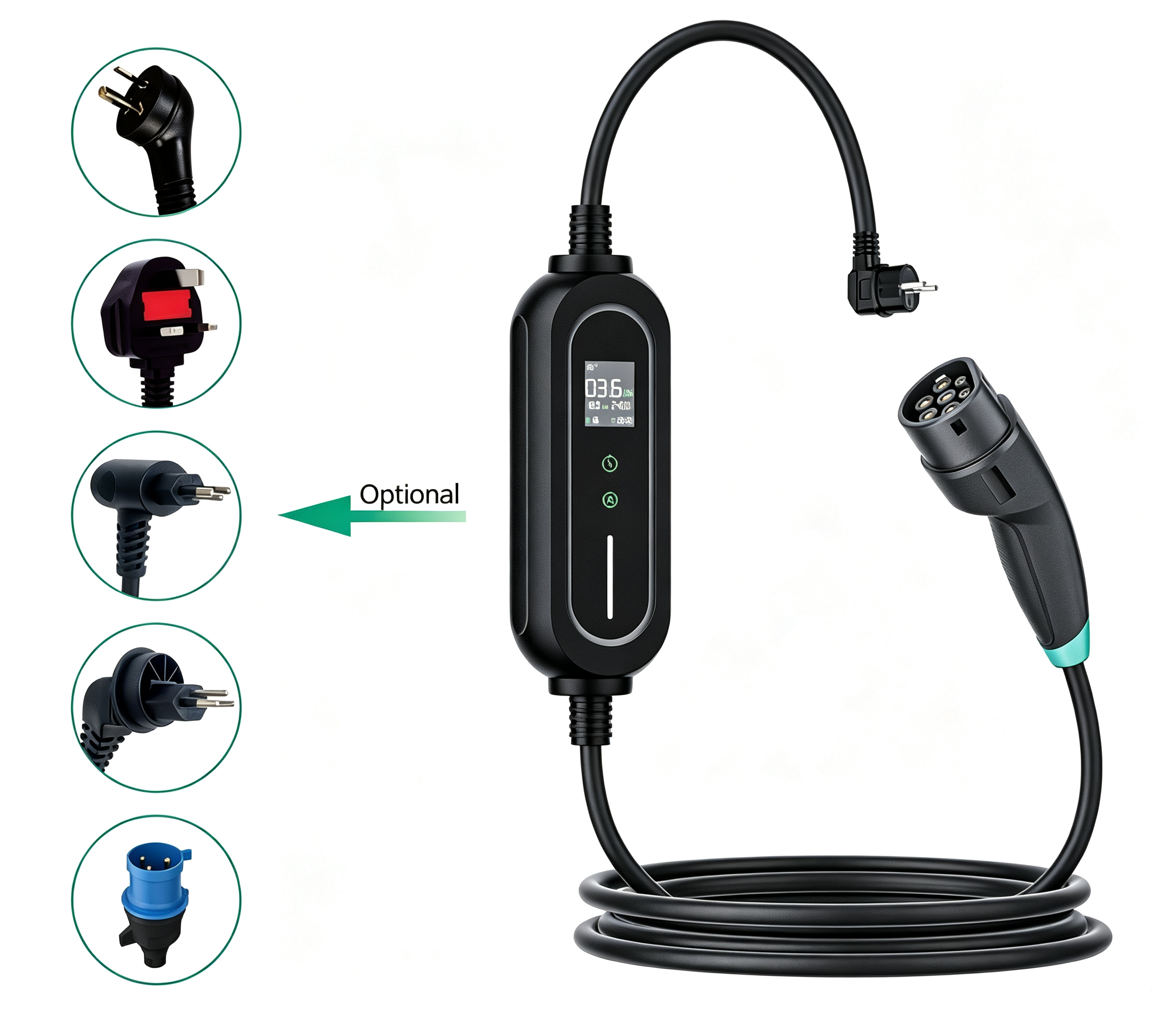 A0 3kW‑3.5kW‑7kW PORTABLE AC CHARGER